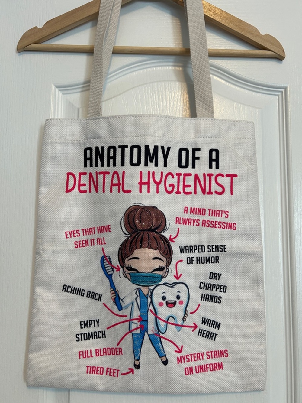 White Canvas 'Anatomy of a Dental Hygienist' Graphic Tote